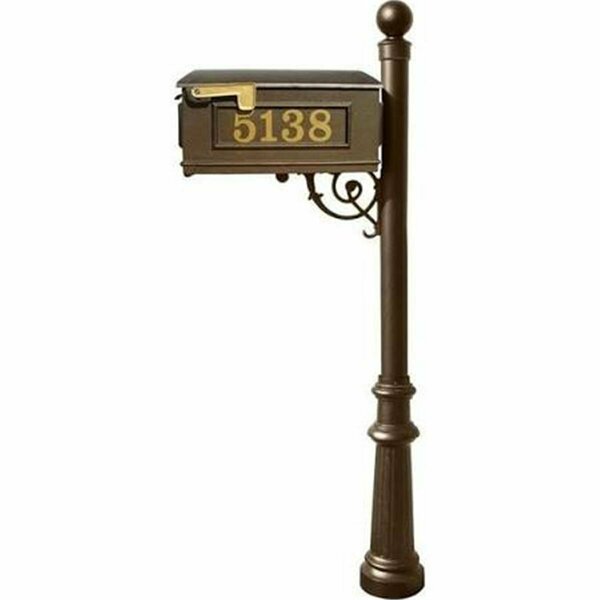 Lewiston Mailbox Post System with Fluted Base & Ball Finial Bronze LMCV-804-BZ